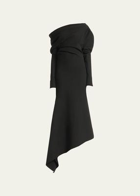 Off-The-Shoulder Asymmetric Maxi Dress