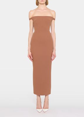 Off-the-Shoulder Crepe Body-Con Dress