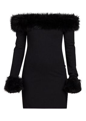 Off-the-Shoulder Faux Fur Minidress