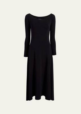 Off-The-Shoulder Long-Sleeve Leotard Midi Dress