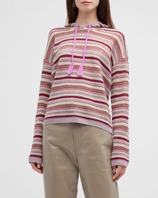 Off Trail Hooded Stitch Stripe Sweater