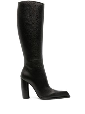 Off-White 110mm pointed knee-high leather boot - Black