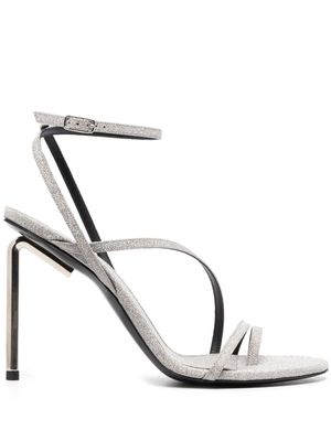 Off-White Allen glitter 110mm leather sandals - Silver