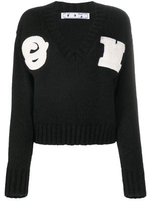 Off-White appliqued alpaca and wool-blend jumper - 1001 BLACK WHITE