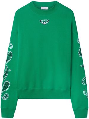 Off-White Arrow bandana-embroidered cotton sweatshirt - Green