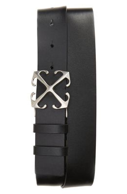 Off-White Arrow Buckle Leather Belt in Black
