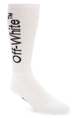 Off-White Arrow Cotton Blend Crew Socks in White Black
