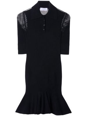 Off-White Arrow half-sleeve fishnet minidress - Black