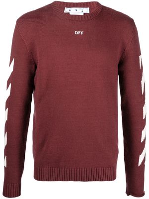 Off-White arrow-knit crew neck jumper - Red