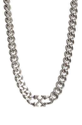 Off-White Arrow Pendant Chain Necklace in Silver