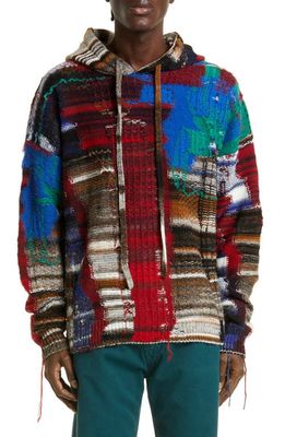 Off-White Arrow Tab Chaos Oversize Knit Hoodie in Multicolor