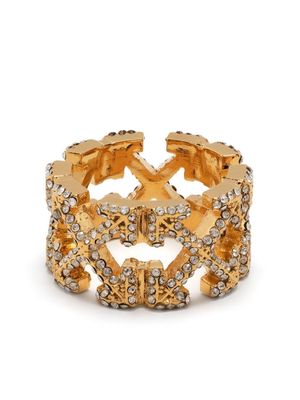 Off-White arrows crystal pavé ring - Gold