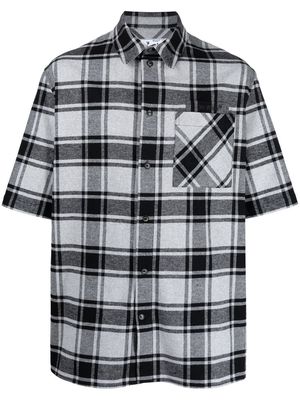 Off-White Arrows-embroidered checked shirt - MELANGE GREY BLACK