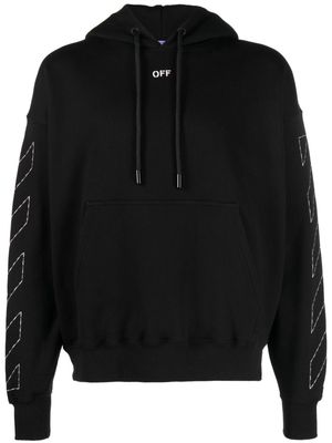 Off-White Arrows-embroidered cotton hoodie - Black