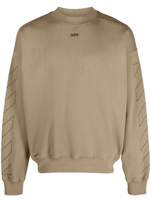 Off-White Arrows-embroidered cotton sweatshirt - Brown