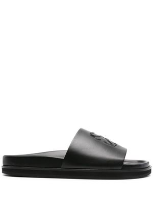 Off-White Arrows-embroidered leather slippers - Black