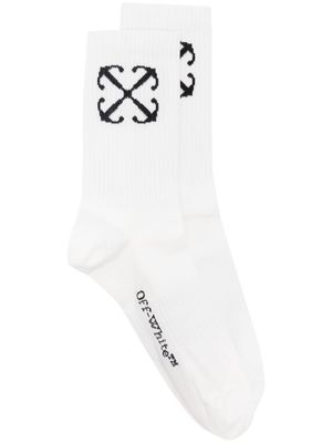 Off-White Arrows-motif cotton socks - IVORY BLACK