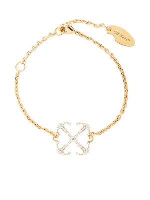Off-White Arrows-motif crystal chain bracelet - Gold