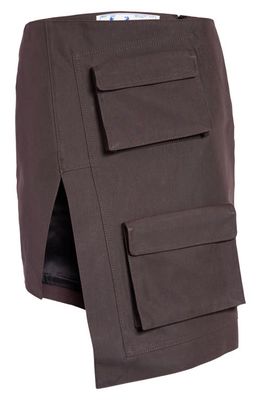 Off-White Asymmetric Cotton Blend Cargo Skirt in Dark Grey No