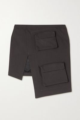 Off-White - Asymmetric Cotton-blend Twill Mini Skirt - Gray