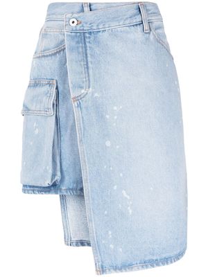 Off-White asymmetric denim skirt - LIGHT BLUE WHITE