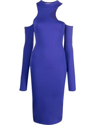 Off-White asymmetric long-sleeve midi dress - Purple