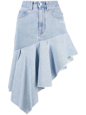 Off-White asymmetric ruffled denim skirt - Blue