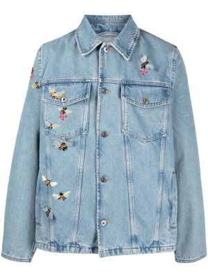 Off-White bee-embroidered denim jacket - Blue
