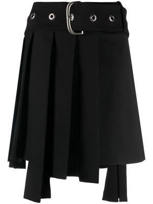 Off-White belted asymmetric-hem pleated miniskirt - BLACK NO COLOR