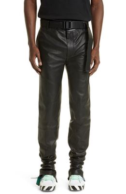 Off-White Belted Super Skinny Leather Pants in Black