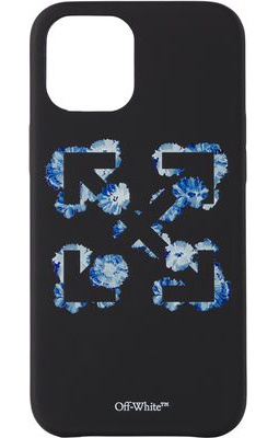 Off-White Black & Blue Floral Arrows iPhone 12 Pro Max Case