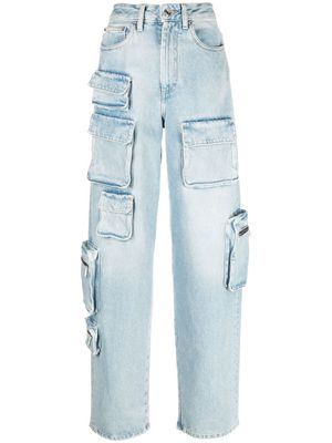 Off-White bleach multipocket cargo jeans - Blue