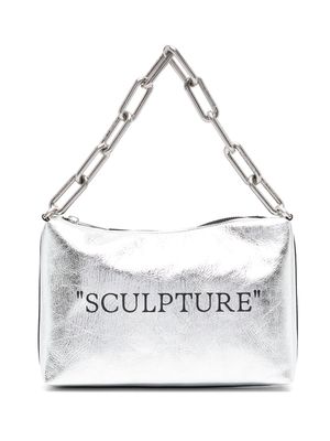 Off-White Block Pouch leather shoulder bag - Silver