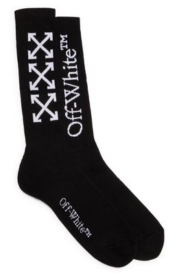 Off-White Bookish Arrow Crew Socks in Black/White