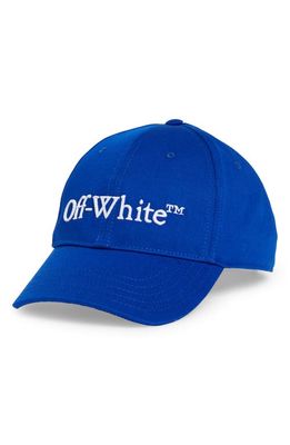 Off-White Bookish Embroidered Logo Baseball Cap in Dark Blue/White