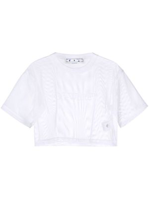 Off-White Bookish mesh cropped T-shirt