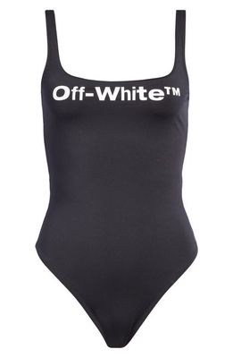 Off-White Bounce Helvetica Logo One-Piece Swimsuit in Black White