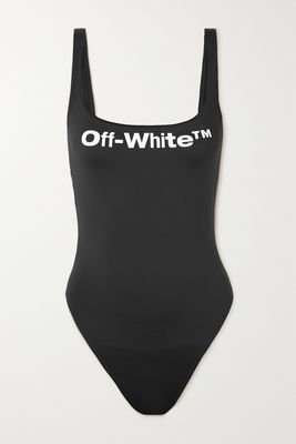Off-White - Bounce Helvetica Printed Shell Swimsuit - Black