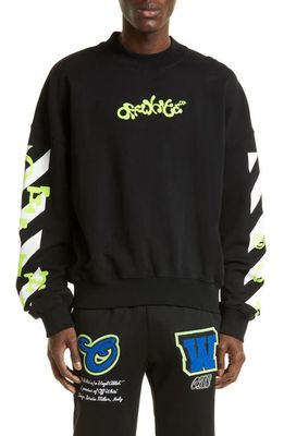 Off-White Boxy Opposite Arrow Graphic Sweatshirt in Black Lime