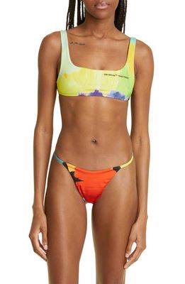 Off-White Brush Stroke Two-Piece Swimsuit in Yellow Multi