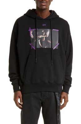 Off-White Caravaggio Mercy Arrow Graphic Skate Hoodie in Black/Orchid