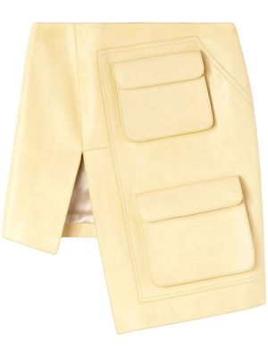 Off-White cargo-pocket asymmetric leather skirt - Neutrals