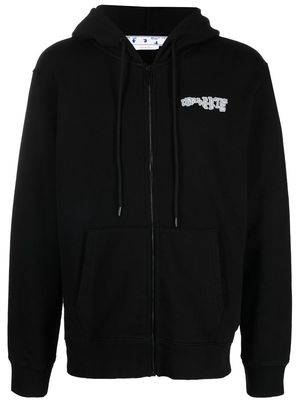 Off-White Carlos logo slim zip-up hoodie - Black