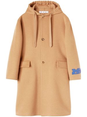 Off-White cashmere hooded midi coat - Brown