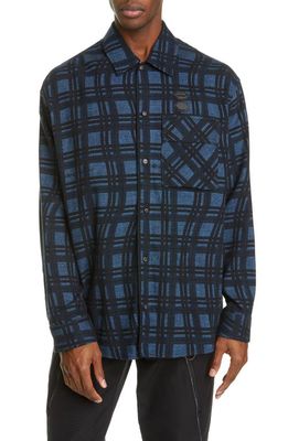Off-White Check Arrow Cotton Flannel Shirt in Blue