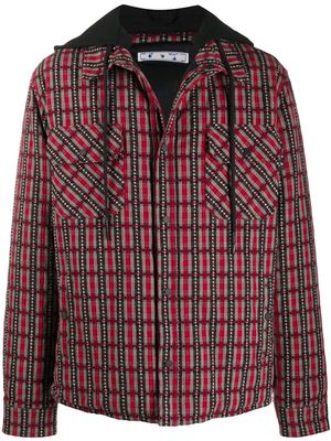 Off-White check hooded jacket - RED BLACK