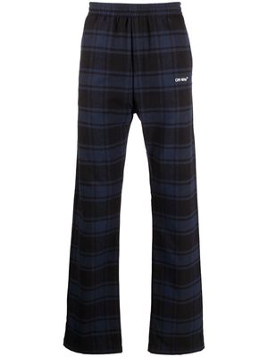 Off-White check-print flannel trousers - Blue