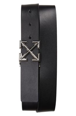 Off-White Classic Arrow Buckle Leather Belt in Black
