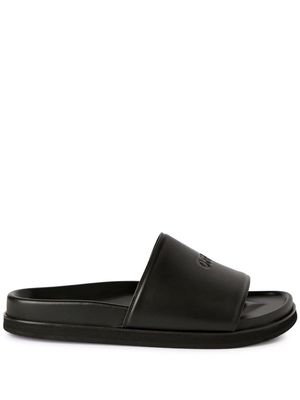 Off-White Cloud Stamp leather sliders - Black