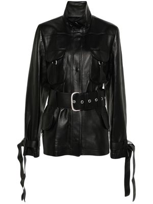 Off-White Co Cargo belted leather jacket - Black